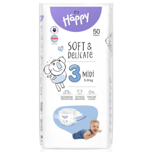 PANNOLINI HAPPY TG. 3 MIDI 5-9 KG. (50 pz.)