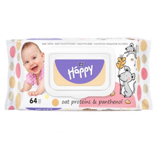 SALVIETTE Sensitive PROTEINE AVENA & PANTHENOL 64 pz. HAPPY