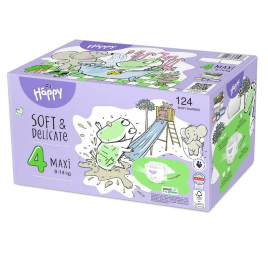 BOX PANNOLINI HAPPY TG. 4 MAXI 124 PZ.
