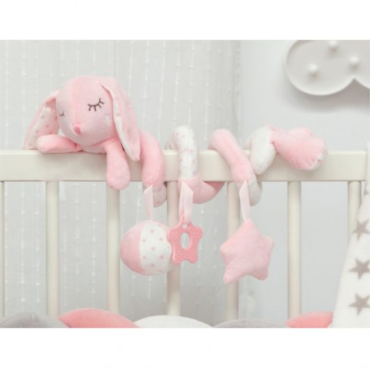 PELUCHE Coniglio Spirale KIOKIDS per PASSEGGINO Rosa - immagine 3