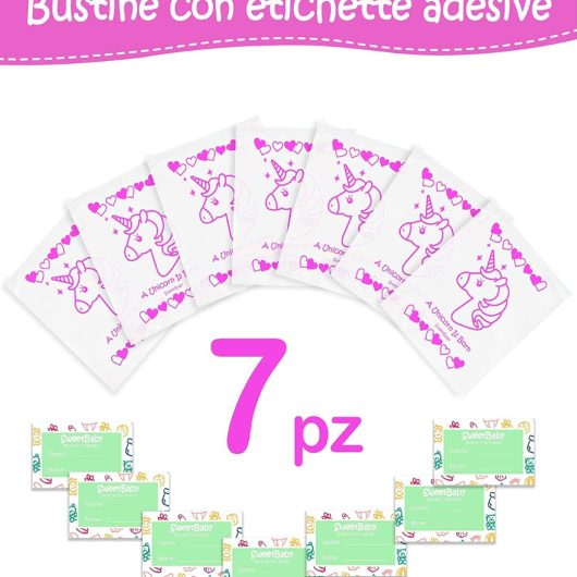BUSTINE CORREDINO LOVABEAR Unicorno Rosa 7 pz - immagine 2