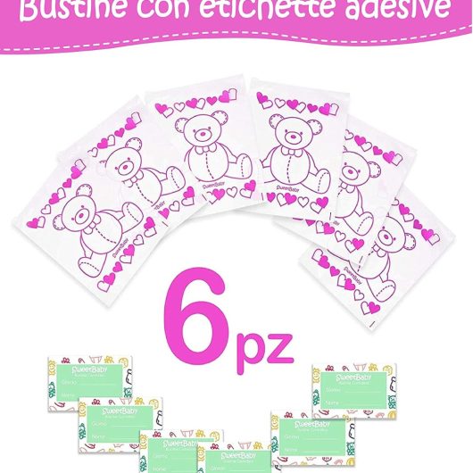 BUSTINE CORREDINO LOVABEAR Orsetto Rosa 6 pz - immagine 3