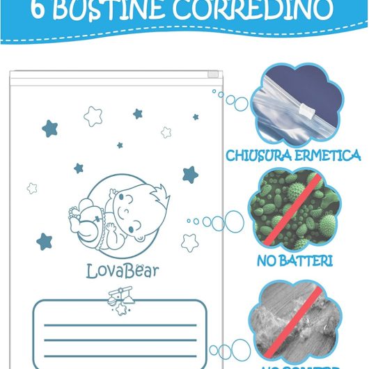 BUSTINE CORREDINO LOVABEAR Bebe' Azzurro 6 pz - immagine 2