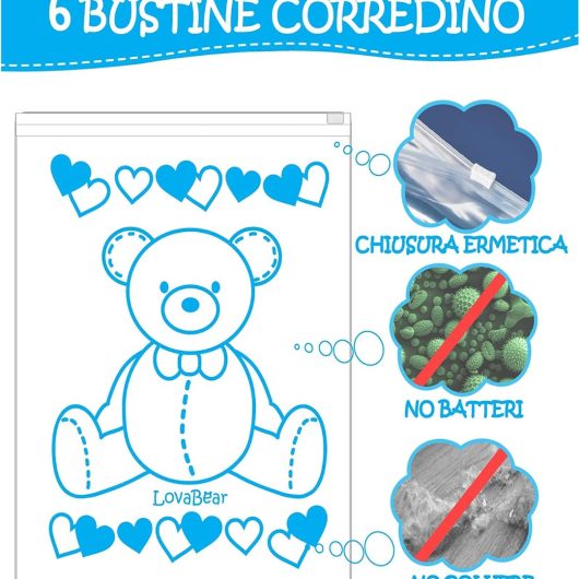 BUSTINE CORREDINO LOVABEAR Orsetto Blu 6 pz - immagine 3