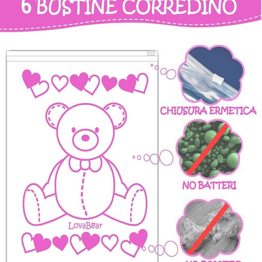 BUSTINE CORREDINO LOVABEAR Orsetto Rosa 6 pz - immagine 2