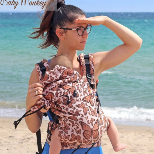 Marsupio ergonomico BABY MONKEY REGOLO NEWBORN Butterfly Arancio Reverse