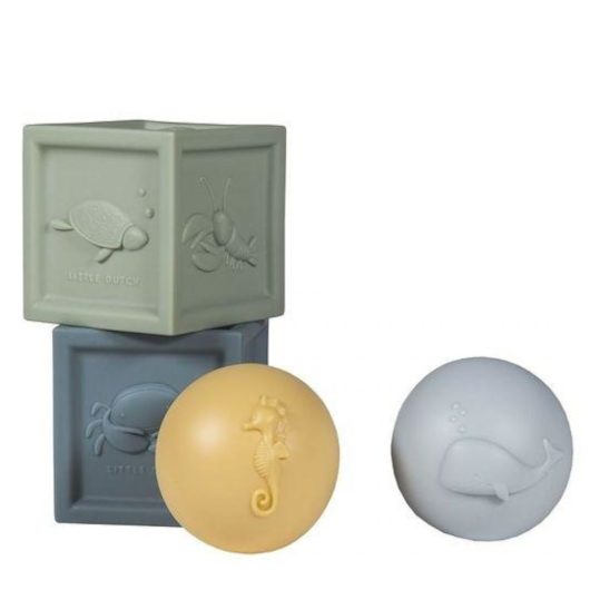 OCEAN SET Cubi e Sfere in gomma LITTLE DUTCH