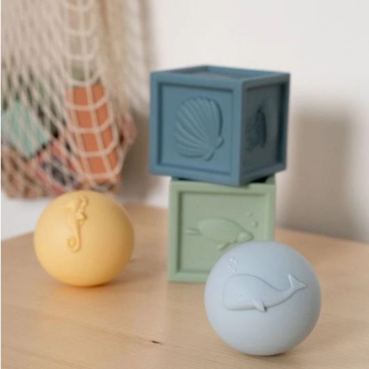 OCEAN SET Cubi e Sfere in gomma LITTLE DUTCH - immagine 3