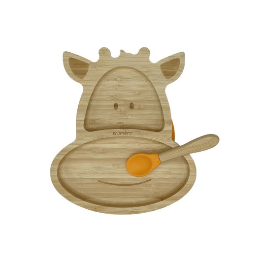PIATTO E CUCCHIAIO in BAMBU' Giraffa ECOMIKRO - immagine 4