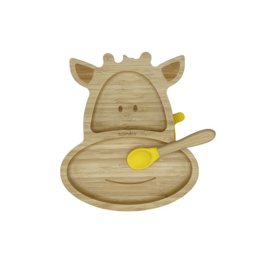 PIATTO E CUCCHIAIO in BAMBU' Giraffa ECOMIKRO - immagine 3