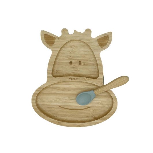 PIATTO E CUCCHIAIO in BAMBU' Giraffa ECOMIKRO - immagine 2