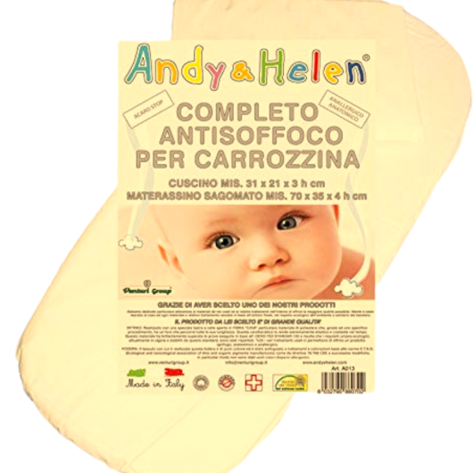 COORDINATO in COTONE per carrozzina MATERASSO + CUSCINO ANDY & HELEN