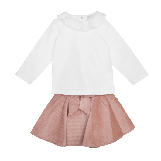 COMPLETO Maglia e Salopette in Velluto Neonata LALALU'