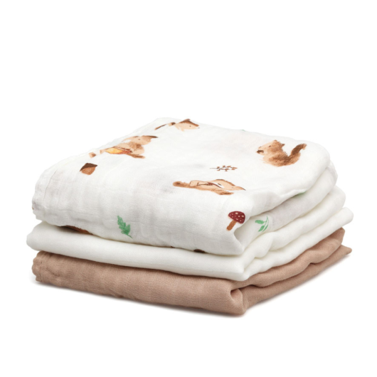SET 3 MUSSOLE di BAMBOO 70 x 70 cm KIOKIDS - immagine 3