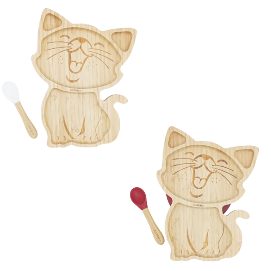 PIATTO E CUCCHIAIO in BAMBU' Gatto ECOMIKRO