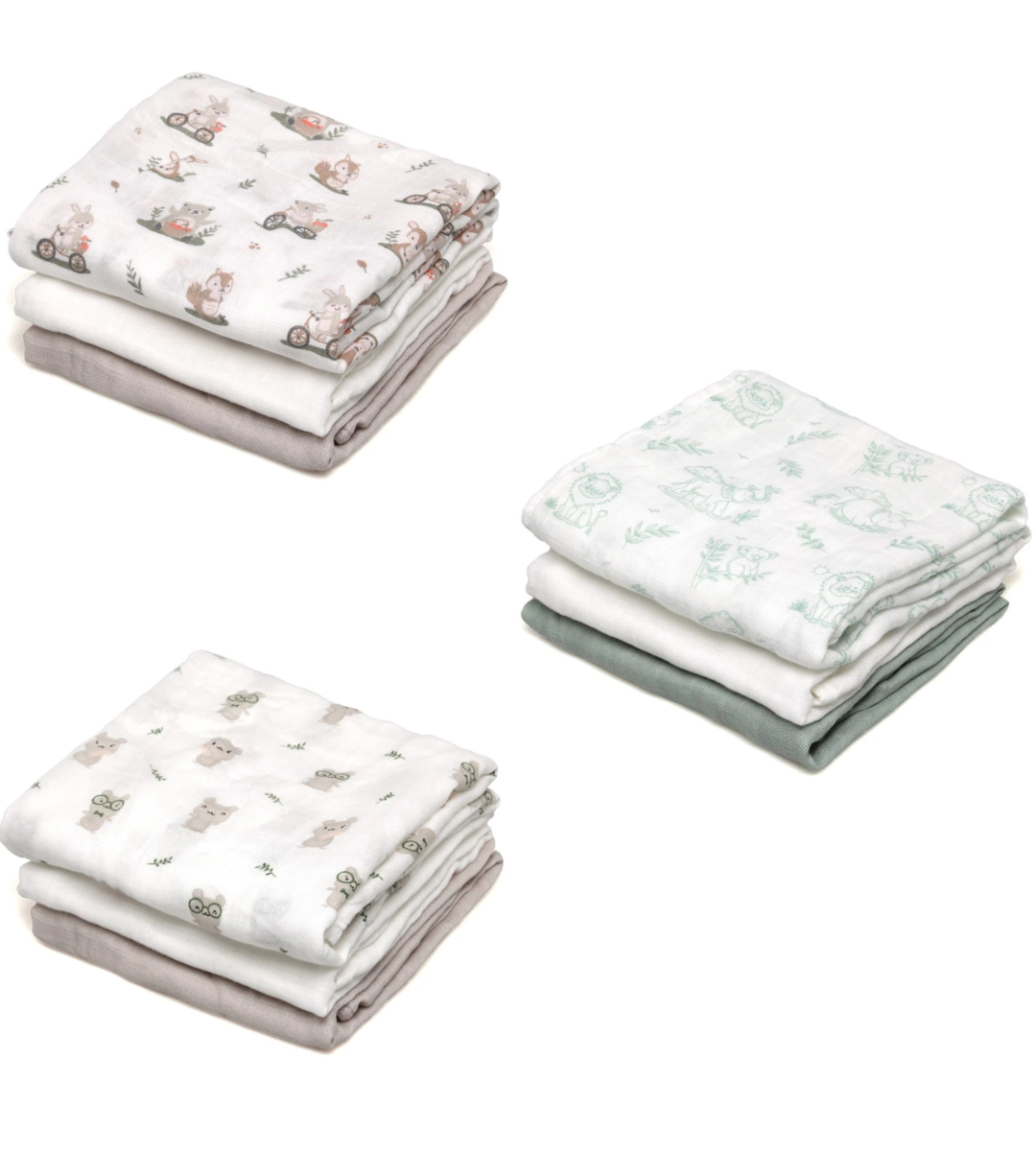 SET 3 MUSSOLE di BAMBOO 70 x 70 cm KIOKIDS