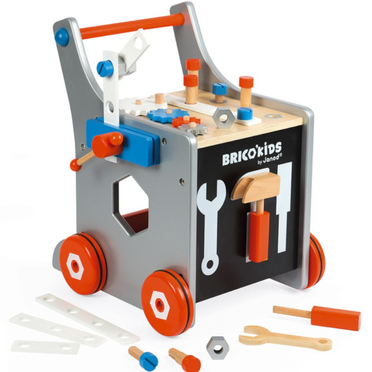 Brico'Kids CARRELLO PRIMI PASSI PORTA ATTREZZI MAGNETICO in legno JANOD
