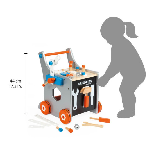 Brico'Kids CARRELLO PRIMI PASSI PORTA ATTREZZI MAGNETICO in legno JANOD - immagine 4