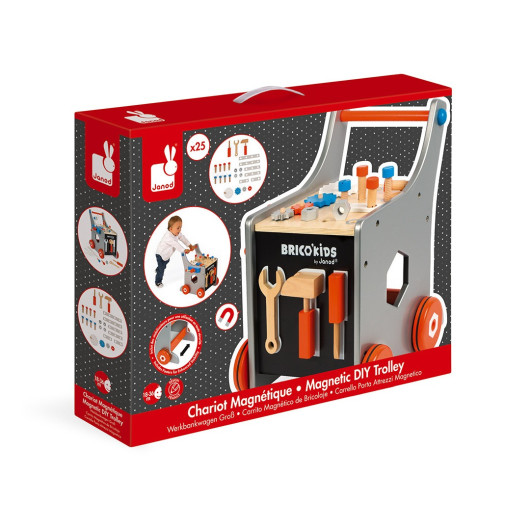 Brico'Kids CARRELLO PRIMI PASSI PORTA ATTREZZI MAGNETICO in legno JANOD - immagine 6