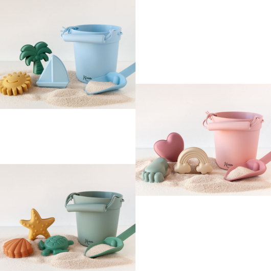 SET SECCHIELLO con GIOCHI DA SPIAGGIA in Silicone KIOKIDS