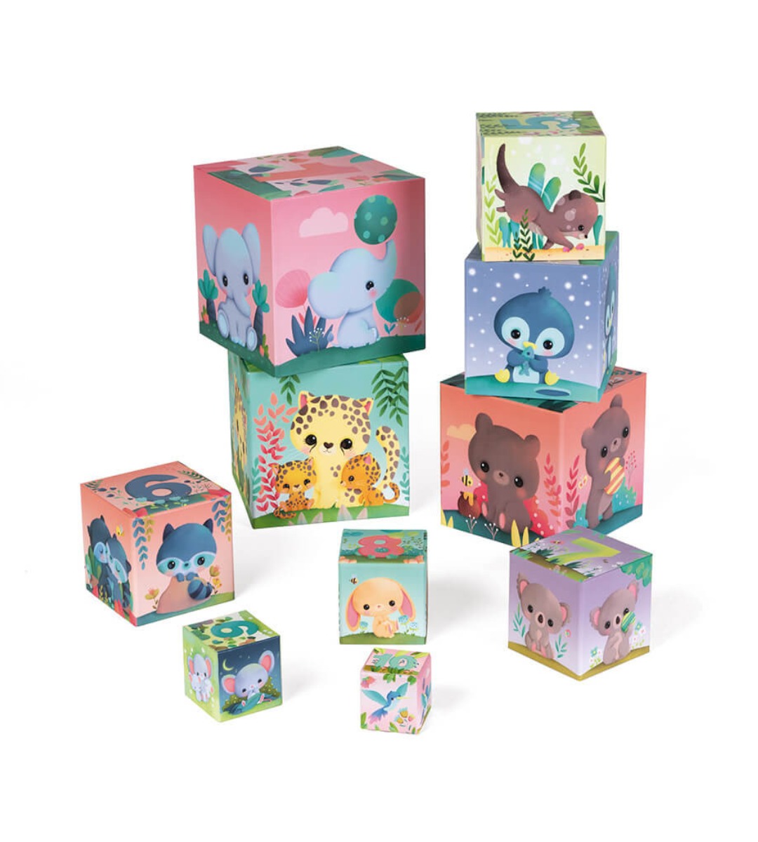 PIRAMIDE QUADRATA Cubi Impilabili Adorabili Animali JANOD - immagine 3