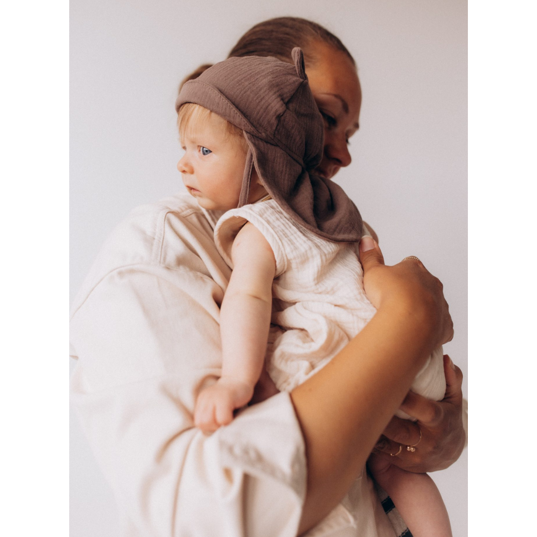 CAPPELLINO BIMBO con Orecchie Orsetto Tesa Larga WOOLY ORGANIC - immagine 2